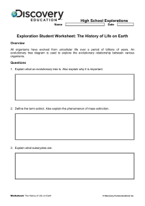 The History of Life on Earth StudentWorksheet