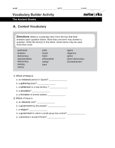 Vocabulary Builder Activity The Ancient Greeks Editable Version