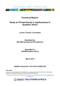 Technical Report - Private Equity in Agribusiness in Southern Africa