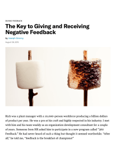 HBR - The Key to Giving and Receiving Negative Feedback