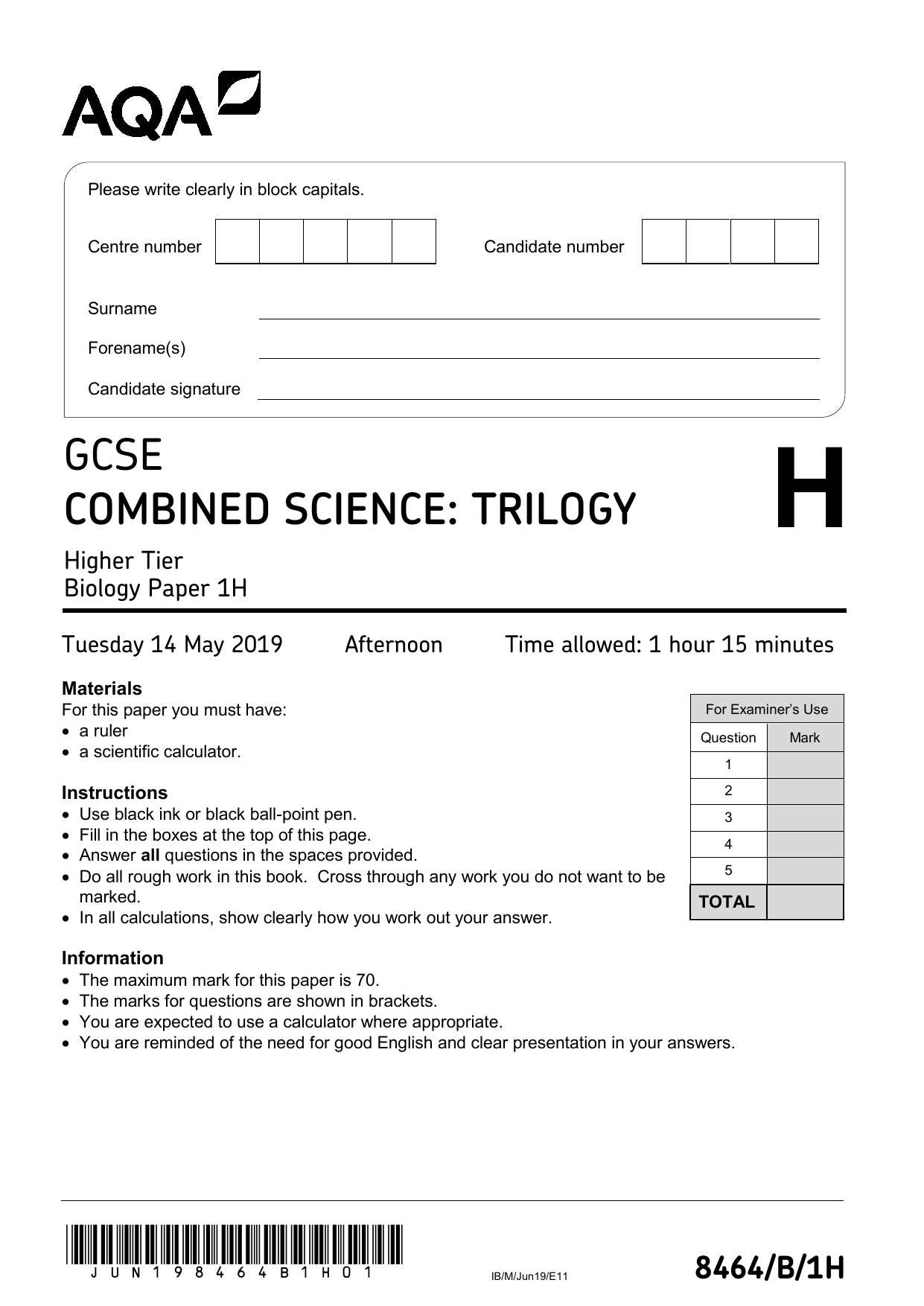 9 1 Gcse Combined Science Biology Aqa Foundation Complete Revision A 