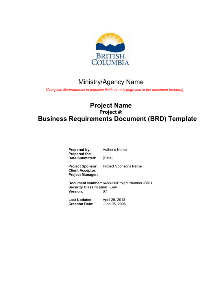 Business Requirements Document Sample