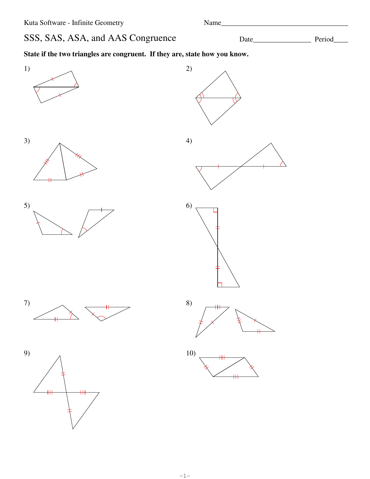 21-SSS SAS ASA and AAS Congruence Throughout Sss Sas Asa Aas Worksheet