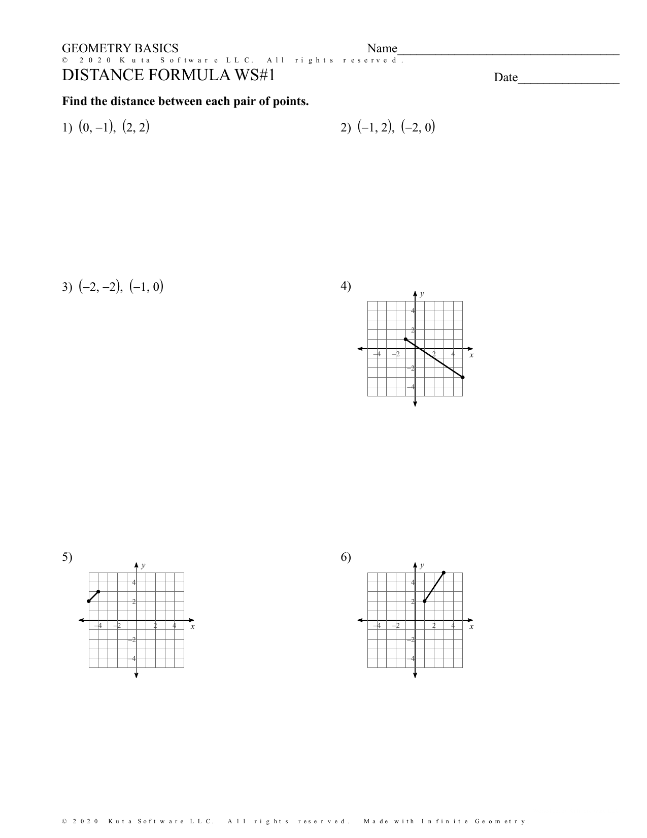 DISTANCE FORMULA WS #25 Throughout Distance Formula Worksheet Geometry