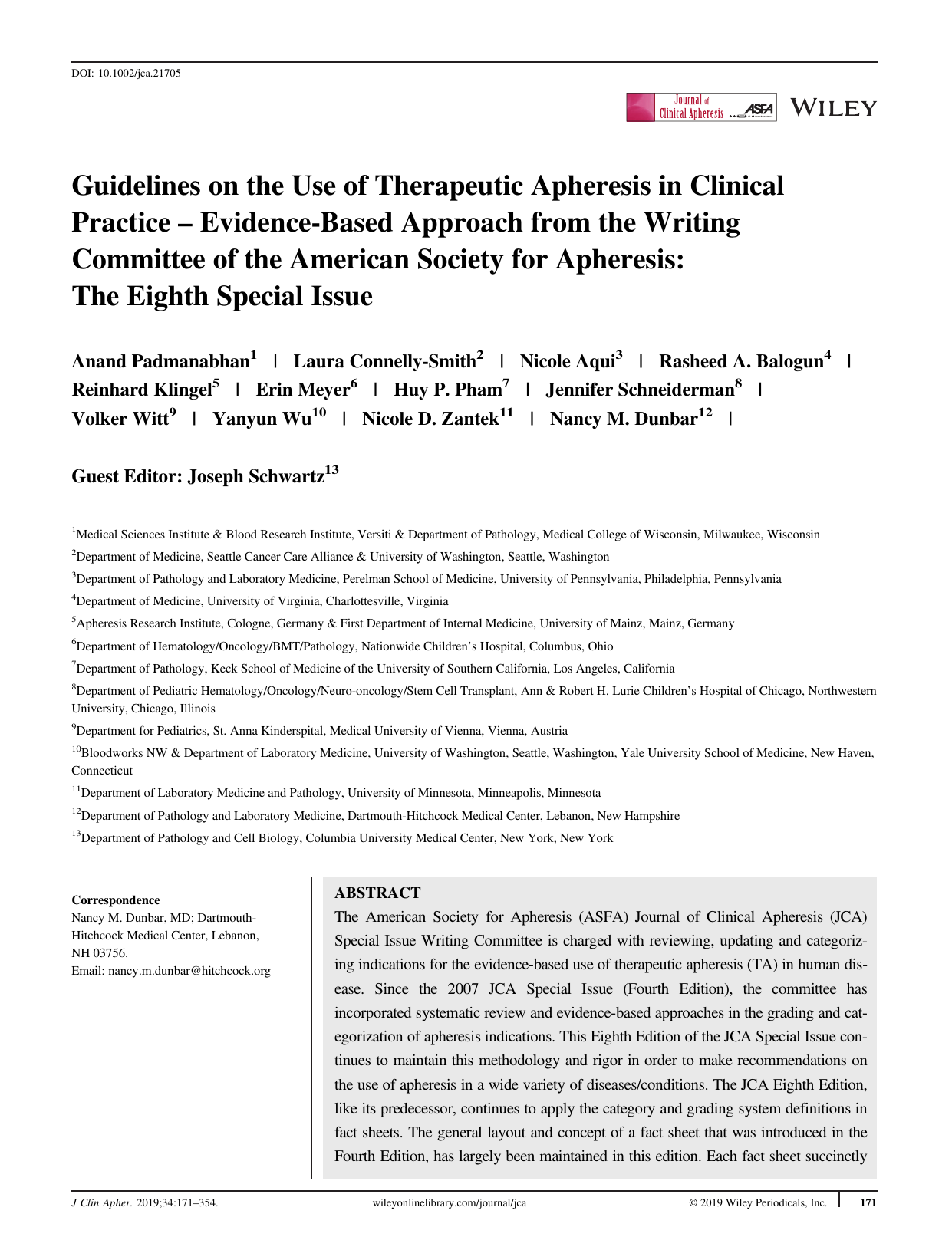Guidelines on the Use of Therapeutic Apheresis in Clinical 