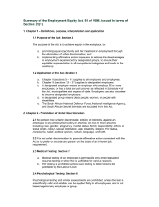 Act Summary - Employment Equity