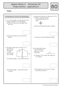 50. trigonometry - applications worksheet