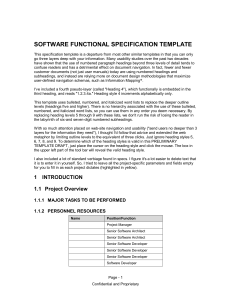 SOFTWARE FUNCTIONAL SPECIFICATION TEMPLATE
