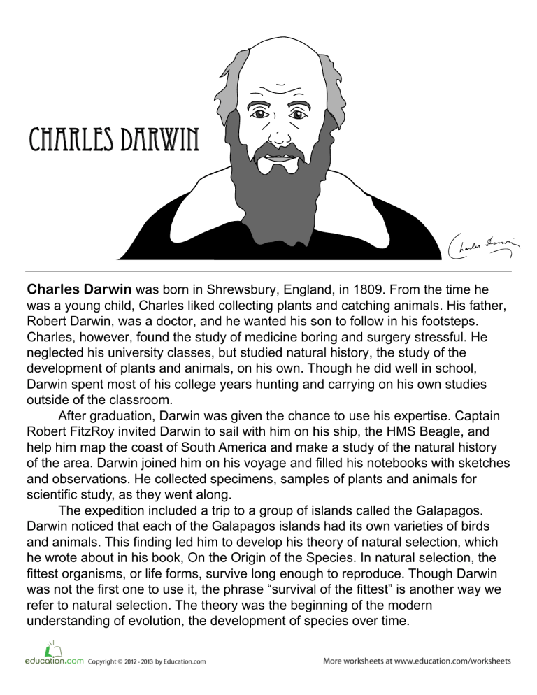 charles darwin biography short