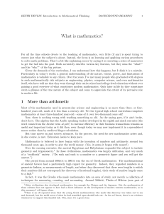 Mathematics Background reading-from Mathematical Thinking by Keith Devlin