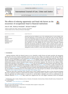 The eﬀects of reducing opportunity and fraud risk factors on the occurrence of occupational fraud in fnancial institutions