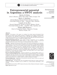 Entrepreneurial potential in Argentina: a SWOT analysis