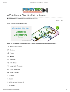 MCQ in General Chemistry Part 1 – Answers
