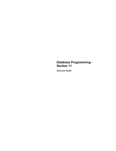 Database Programming - Section 11 Instructor Guide