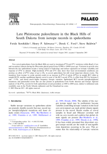 Late Pleistocene paleoclimate in the Black Hills of South Dakota from isotope records in speleothems
