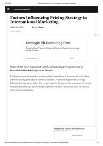Factors Influencing Pricing Strategy in International Marketing