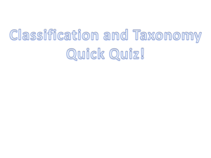 taxonomy classification quick quiz