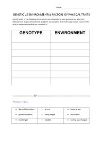 Genotype vs Environment Physical Traits Student Activity