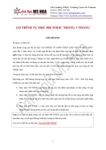 [Ebook] Lộ trình tự học 800 TOEIC trong 3 tháng - Anh ngữ Ms Hoa (Link)