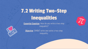 7.2 Writing Two Step Inequalities