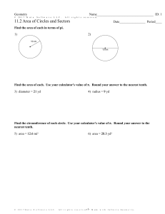 11-2 Area of Circles and Sectors - WS