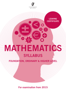 Maths Curriculum - Leaving Certificate - Higher, Ordinary, Foundation