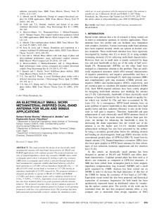 Microwave and Optical Technology Letters Volume 59 issue 3 2017 [doi 10.1002 mop.30339] Sharma, Sameer Kumar; Abdalla, Mahmoud A.; Chaudhary, Raghvendra -- An electrically small sicrr metamaterial-i