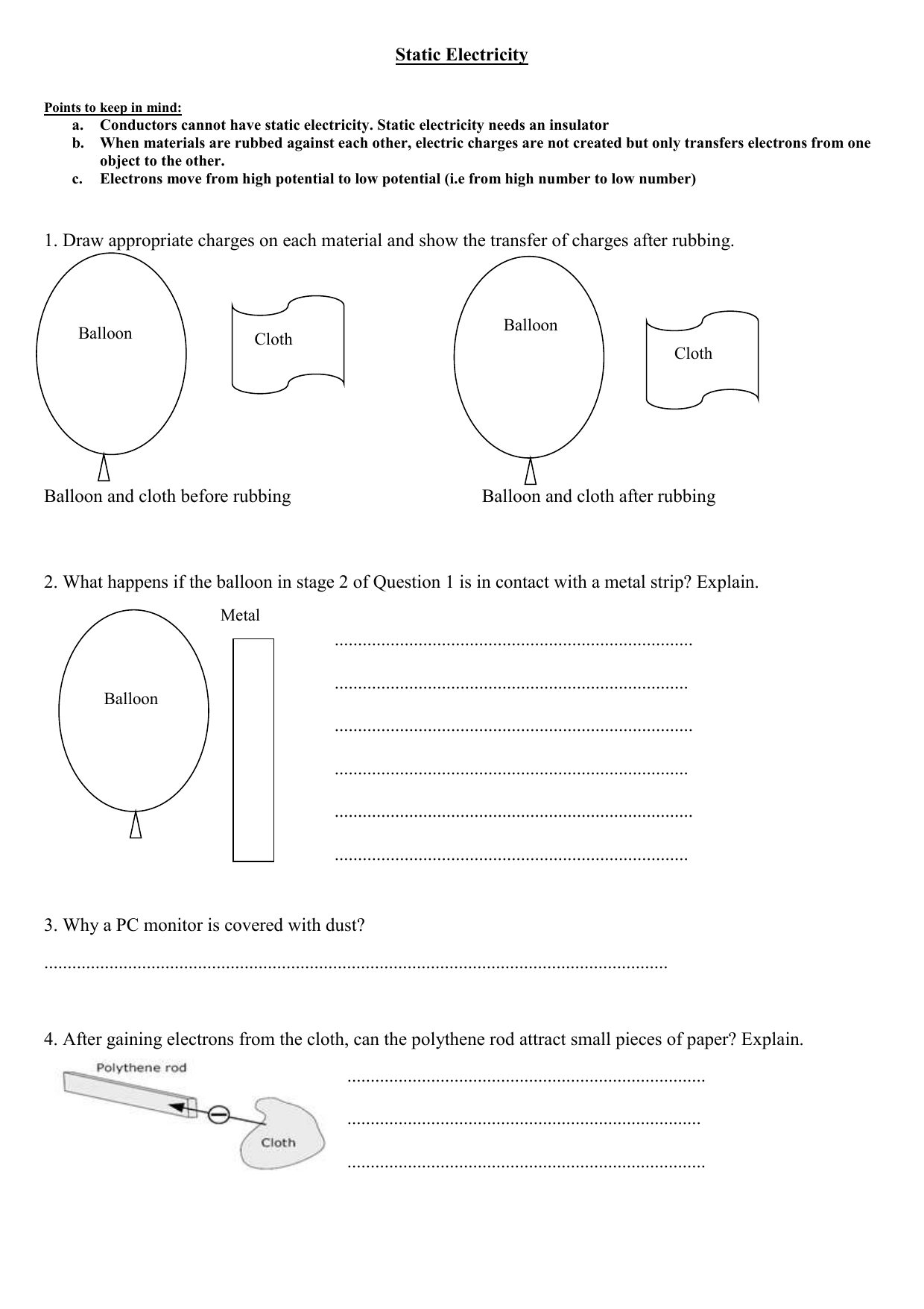 30 Static Electricity Worksheet Answers Support worksheet 