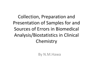 Collection, preparation and presentation of samples in Chemical Pathology