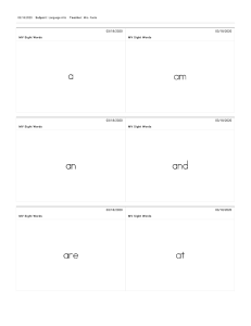 Sight Word Flash Cards