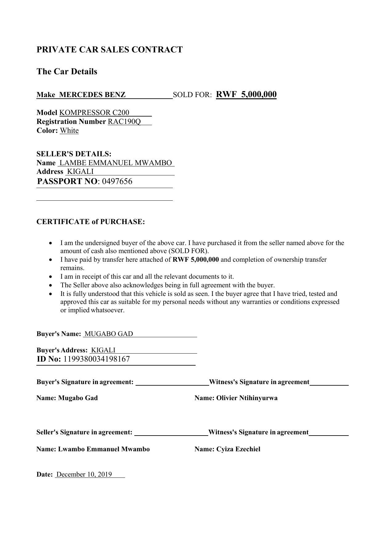 vehicle purchase agreement 21 Throughout car purchase agreement template