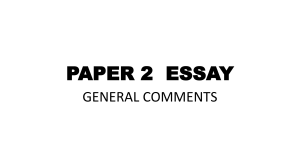 PAPER 2  ESSAY general comments