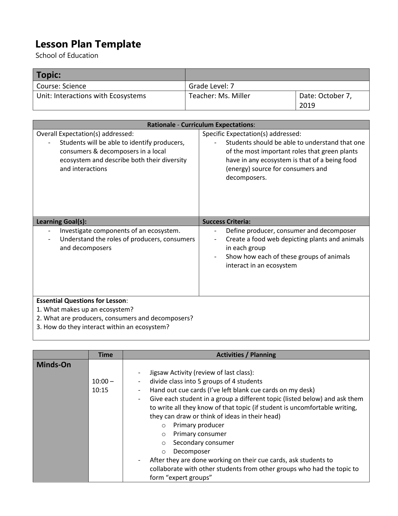 essay on lesson planning and classroom management