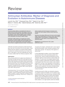 JOURNAL REVIEW Antinuclear Antibodies Marker of Diagnosis and Evolution in Autoimmune Disease