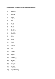Naming Formula Worksheet