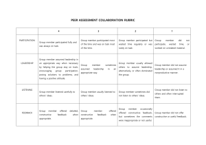 Peer Assessment Rubric & Group Evaluation