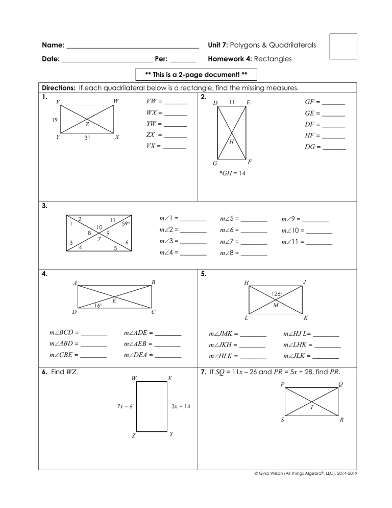 Unit 7 Polygons And Quadrilaterals Homework 5 Answers