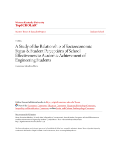 A Study of the Relationship of Socioeconomic Status & Student Per