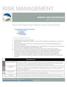Risk Management Matrix and Worksheet