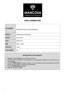 Scope & Scheduling Exam Paper May 2019