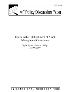 IMF - Issues in the Establishment of Asset Management Companies