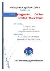Management Control Related Ethical Issues (Final Project)