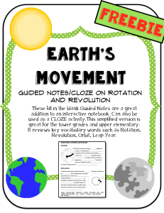 Earths Movement Guided Notes on Rotation and Revolution