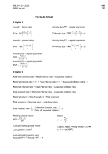 formula sheet test 2 2001
