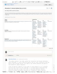 Discussion 3- Immune System Due on 10 15   Schoology