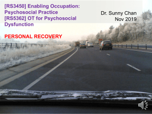 Occupational Therapy -- Personal Recovery