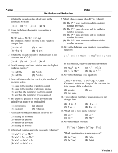 Oxidation and Reduction MC
