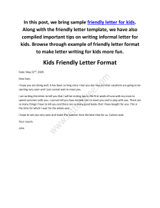 kids Friendly Letter Sample Format