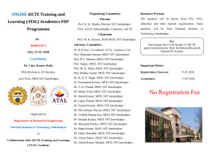 Online AICTE ATAL FDP on Robotics during 25-29th May 2020 by MED at NIT Jamshedpur