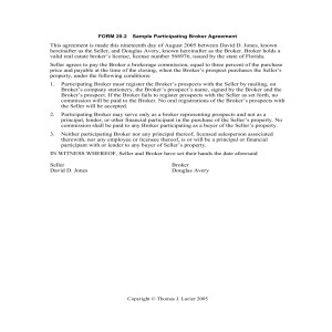 Form 20.2 Sample Participating Broker Agreement